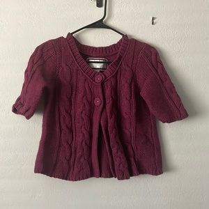 AMERICAN EAGLE CABLE KNIT MAGENTA SHORT SLEEVED CARDIGAN S: S USED